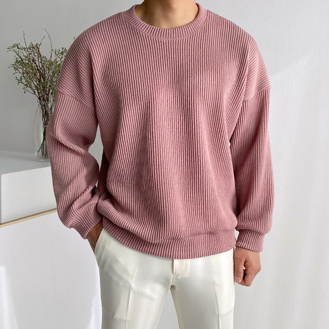 머시따 오버핏 골지니트 맨투맨