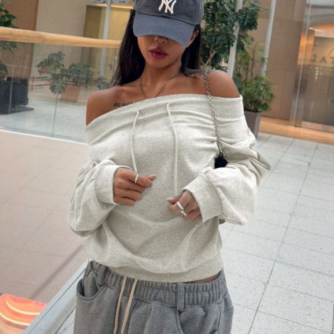 라라온 스트링 오프숄더 긴팔 맨투맨 25TSP3422