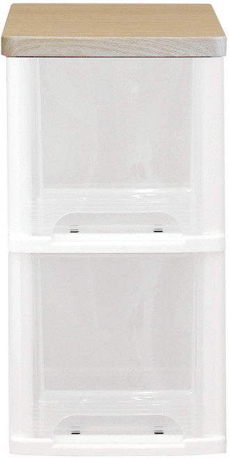 보노하우스 국내 제조 어반 우드상판 슬림 서랍장, 투명, 2단