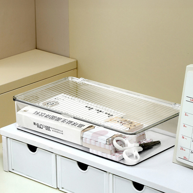 리빙공감 먼지차단 책상정리 다용도 수납함 소형, 투명, 1개