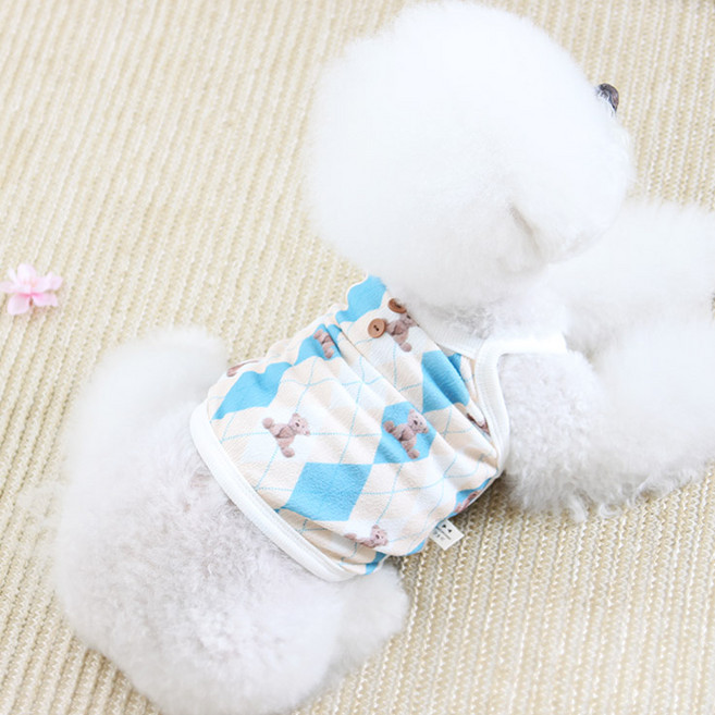 에이미러브즈펫 강아지 BL 테디베어 나시, 블루, 1개