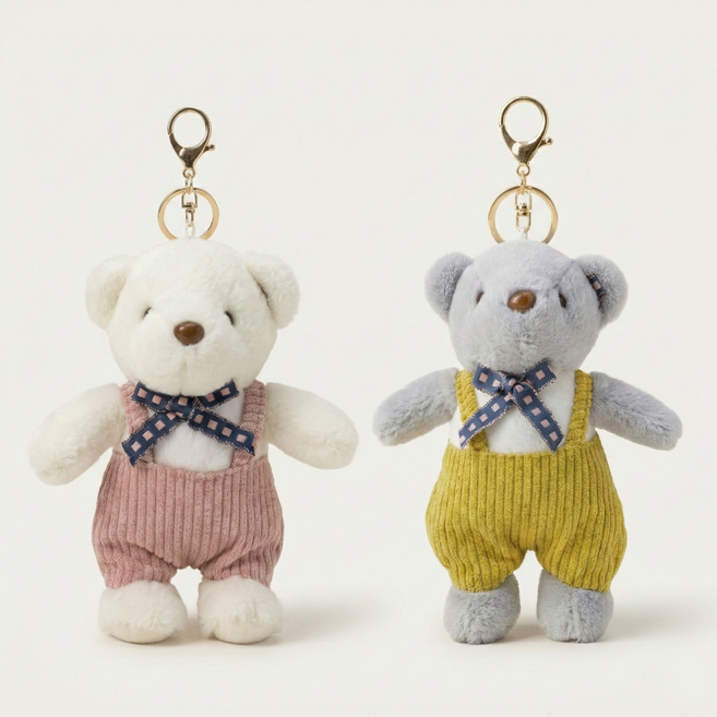 금홍팬시 곰돌이 인형키링, 핑크, 머스타드, 2개, 150mm