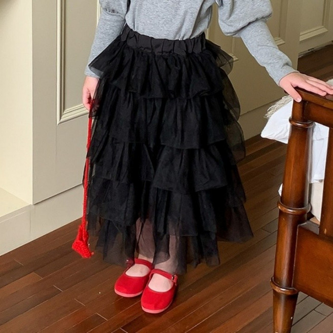 이유몽 아동용 베이직핏 캉캉 롱 스커트 E6S017