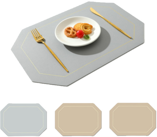 로렘 LINE 엣지 양면 테이블매트 4p, 그레이 + 베이지, 30 x 43 x 0.2 cm, 1개