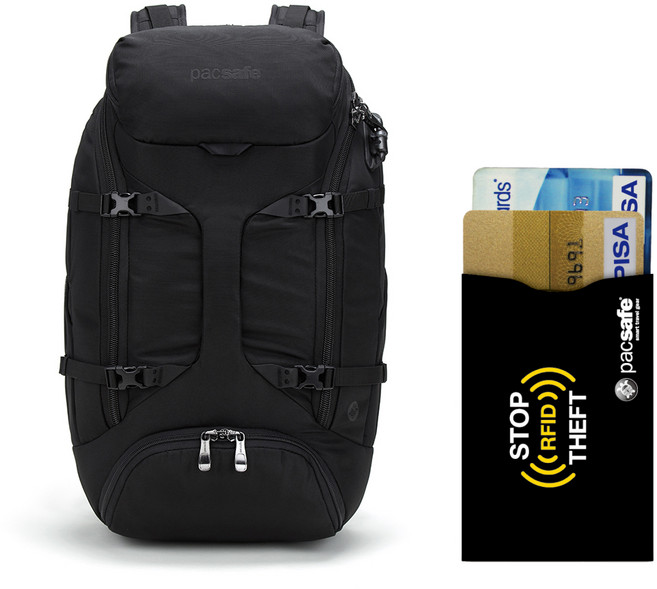 pacsafe EXP35 旅行防盜後揹包 + RFID防側錄卡套 2入組