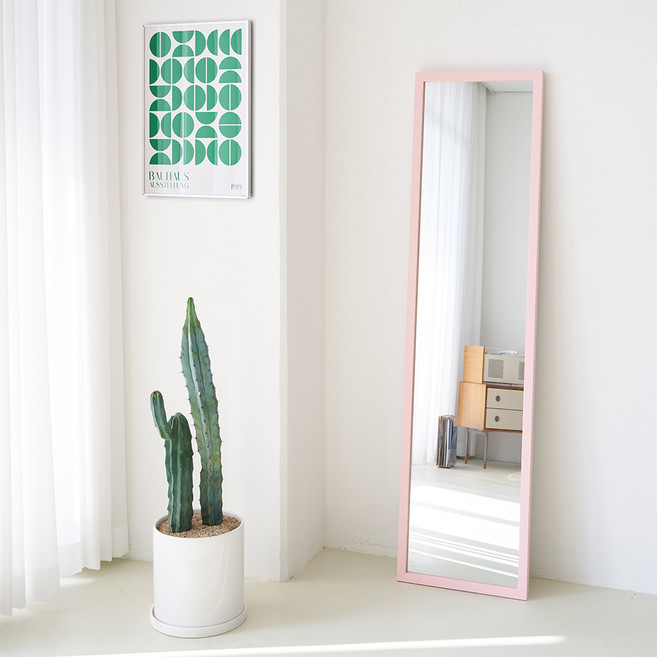 에이스홈 마카롱 사각 415 벽걸이 전신거울, 핑크