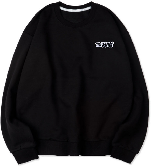 벤힛 남녀공용 빅사이즈 로고 자수 세미오버핏 소프트 기모 보온 맨투맨