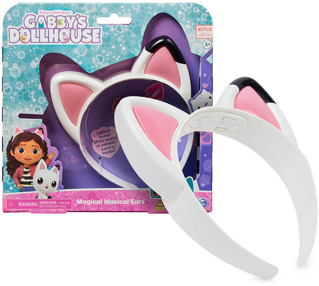SPIN MASTER 蓋比的娃娃屋 魔法音樂耳朵頭帶, 1個, 白色 + 黑色, 60mm