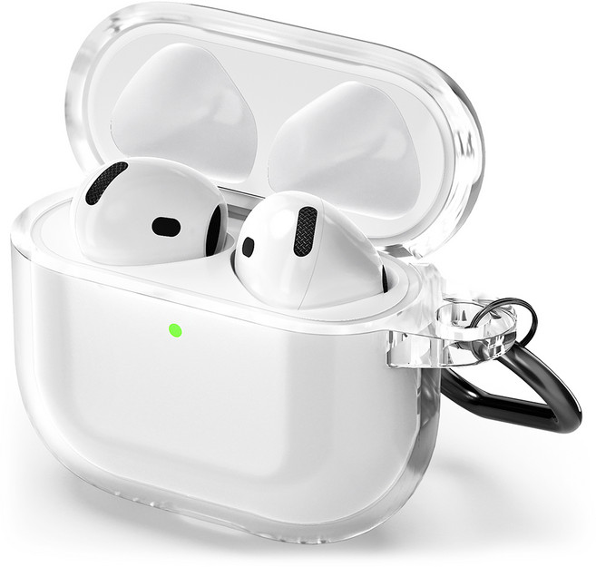 신지모루 변색방지 에어팟 TPU 케이스 + 카라비너 세트, 에어팟4, 클리어, 1세트