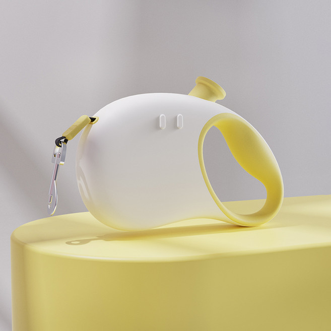 파스텔펫 반려동물 컬러 핸들 자동리드줄, 옐로우, 1개