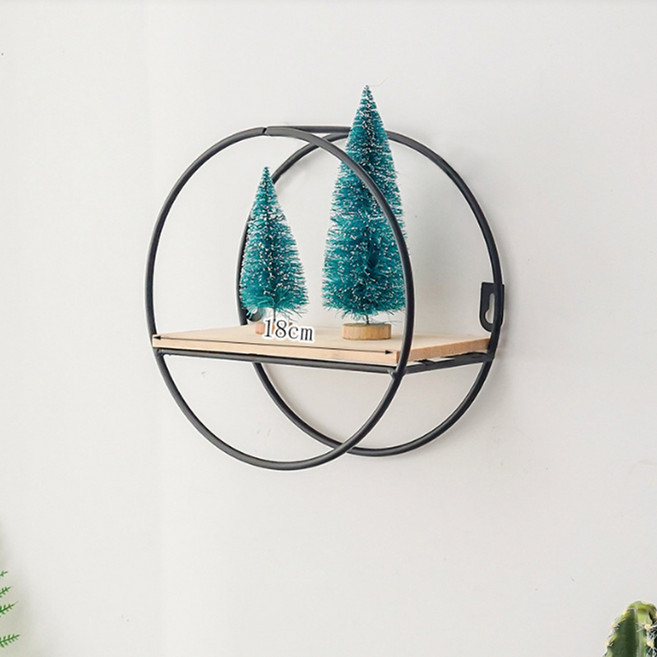 알로데 인테리어 소품 우드 벽걸이 선반 A, 블랙