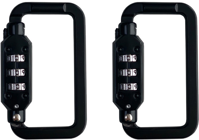 트래블큐브 3다이얼 도난방지 안전 카라비너, 블랙, 2개