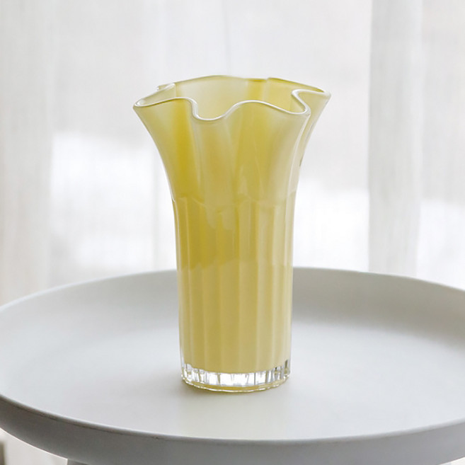 미르노아 크리미 펜튼 빈티지 오브제 유리화병 MMM3520, 옐로우