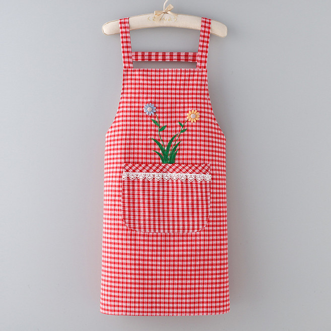 데이소이 올데이 체크 미술용 앞치마, 레드