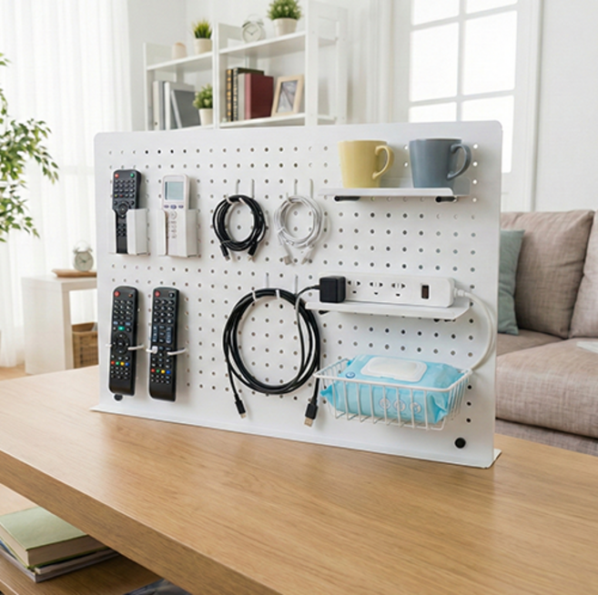 스틸팩토리 페그보드 타공판 파티션 자석 3p 후크 3p 선반 500 x 400 mm, 화이트, 1개