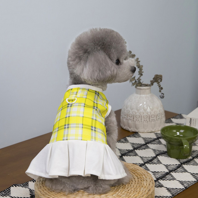 코코스튜디오 반려동물 하네스 테니스 원피스, 1개, 옐로우