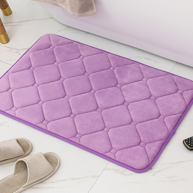 알럽홈 격자무늬 논슬립 홈 심플 매트, 퍼플
