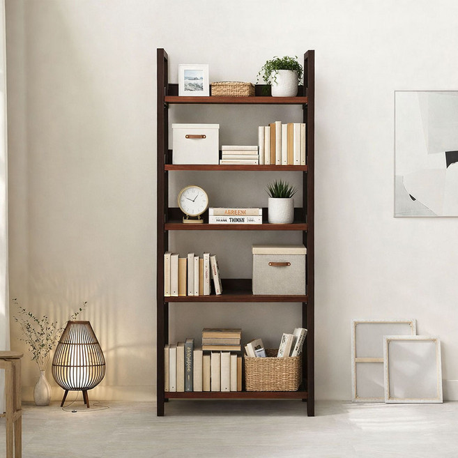 가구느낌 철제 리버 책장 700, 월넛블랙, 5단
