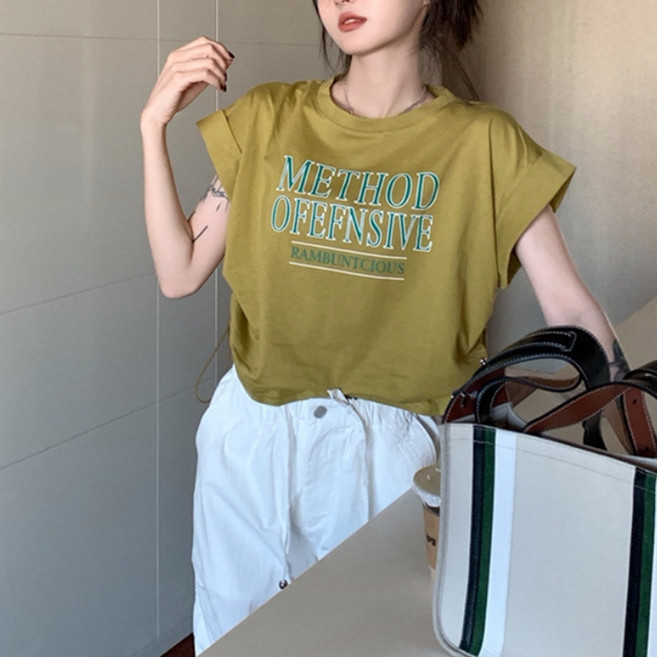 안다로미 여성용 사이드 스트링 민소매 크롭티셔츠