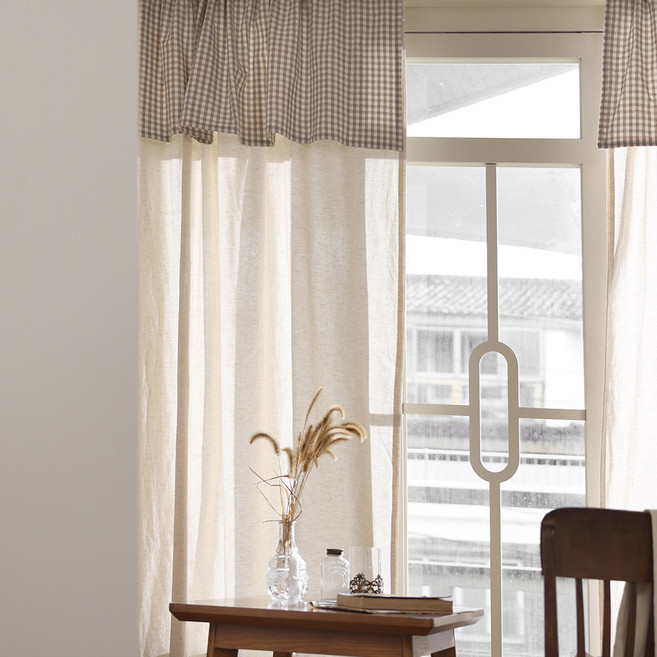 벨라이프 베이지체크 바란스 커튼