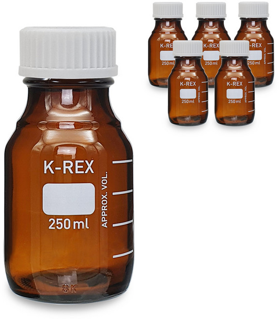 미르코리아 국산 갈색 눈금 유리병, 6개, 250ml