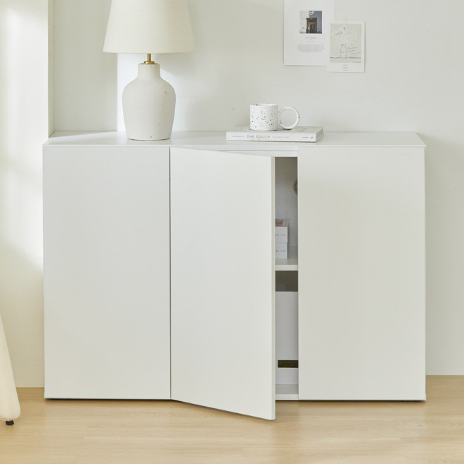 채움가구 리무드 수납장 E0 LPM 18T 1200 방문설치, 크림화이트