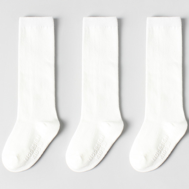 노디자인 아동용 데일리 무지 니삭스 3켤레 세트