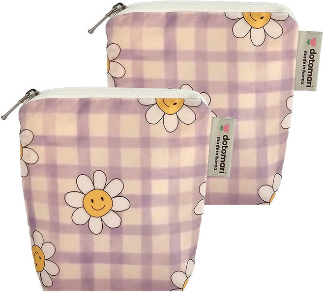 도토마리 방수 미니파우치 2p, 해피체크핑크