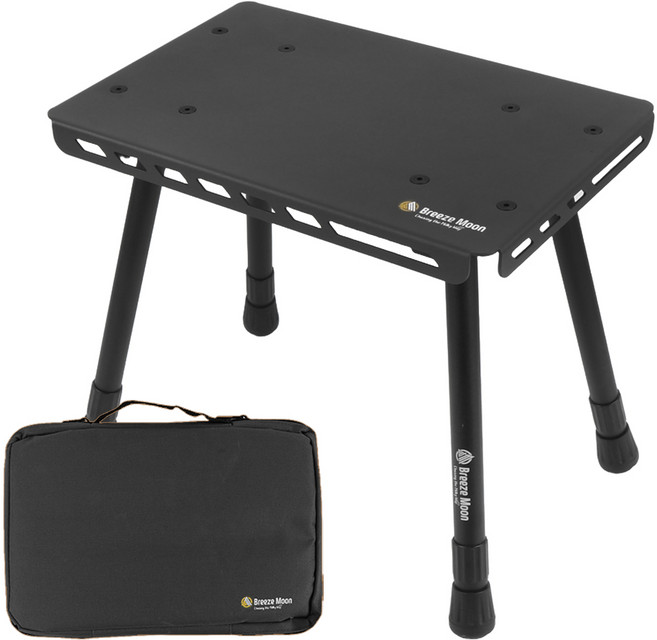 브리즈문 높이조절 캠핑 사이드 메탈 테이블 의자, 모던 블랙