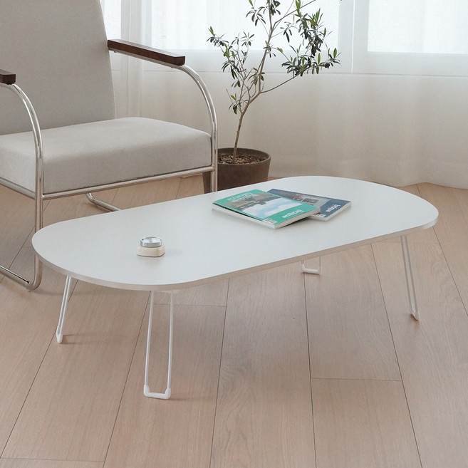 레몬트리 LPM 엣지라인 타원형 접이식 테이블, 실버 그레이