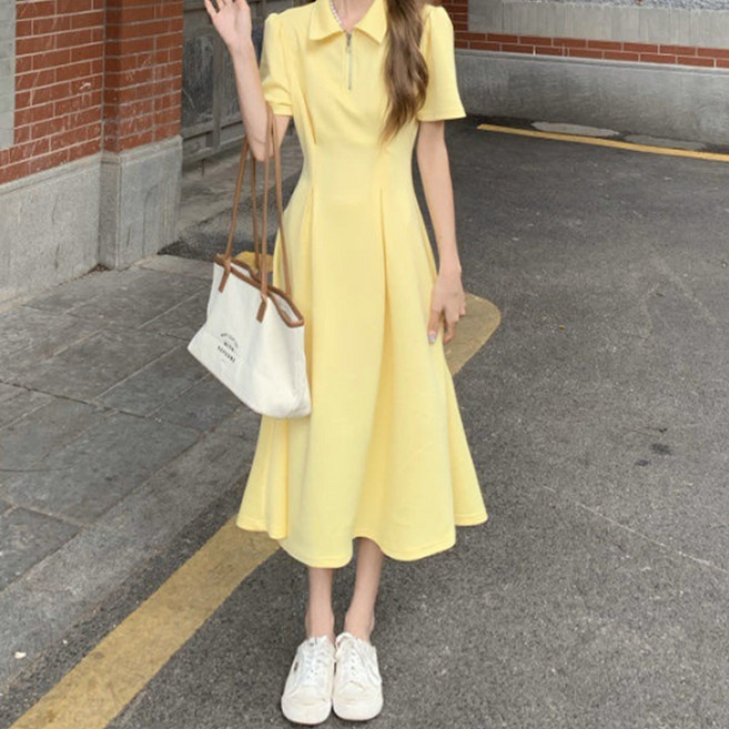 구디프 데일리 폴로 카라 핀턱 원피스 빅사이즈 포함