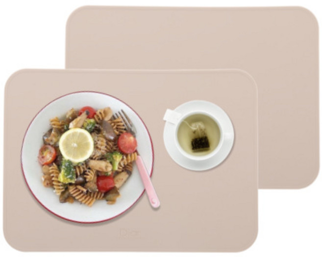 디아르 플래티넘 실리콘 방수 식탁매트 스탠다드, 베이비핑크, 40.2 x 28.8 cm, 2개