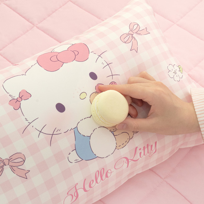 나라홈데코 아동용 산리오 캐릭터즈 마이크로 티니체크 베개 솜포함, 헬로키티