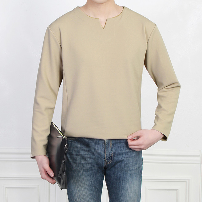마인플로우 남성용 CM 심플 V넥 긴팔 티셔츠