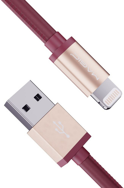 MAGIC USB2.0 轉 Apple 8Pin 原廠認證 皮革傳輸充電線, 1個, 棕色, 1.2m