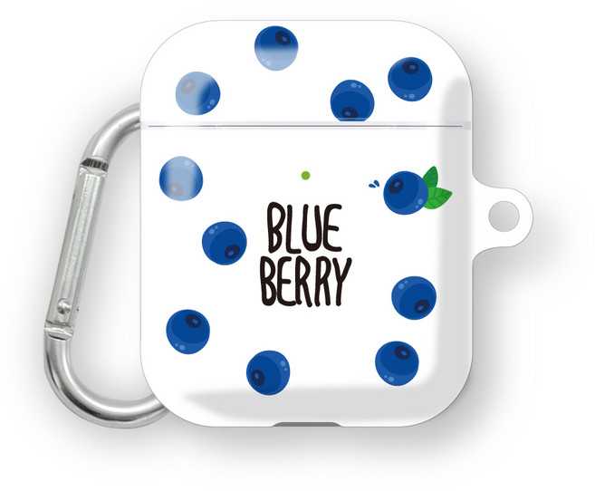 프루그나 과즙팡팡 에어팟 하드케이스 + 카라비너, 블루베리