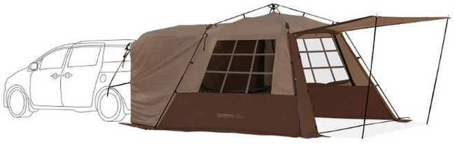 旅居車邊自動遮蔽帳篷, 4人, 棕色