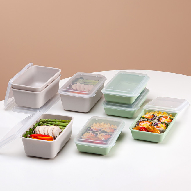 아띠홈 밀프렙 듀얼사이즈 1단 도시락 2종 x 4p 세트, 크림, 민트, 1세트