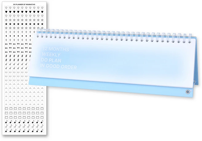 워너디스 DO 위클리 12개월 탁상 데스크 스터디 플래너 + 스티커 세트, 스카이블루, 1세트 - 쿠팡