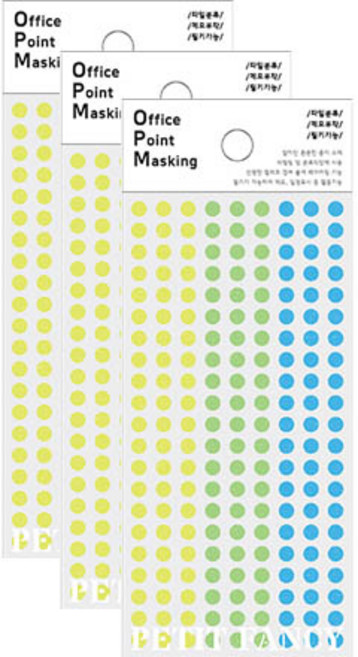 쁘띠팬시 오피스 포인트 마스킹 스티커 OPM-L306A 6p, 혼합색상, 3개
