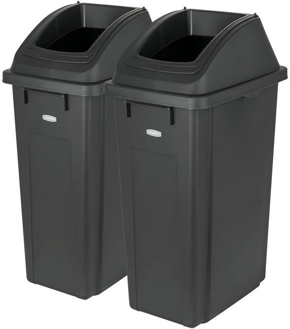 프랑코홈 한방에 분리수거함 슬림오픈형 2p, 블랙