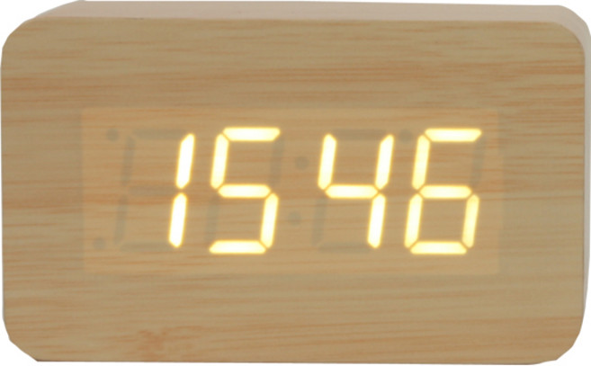 알맹 LED 알람시계 AMLC02, 우드