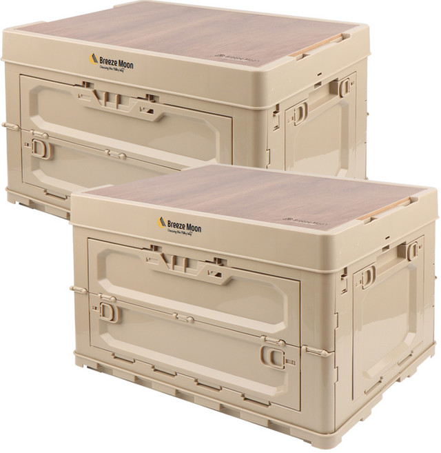 브리즈문 4면 오픈 폴딩 박스캠 캠핑 테이블, 탄 베이지