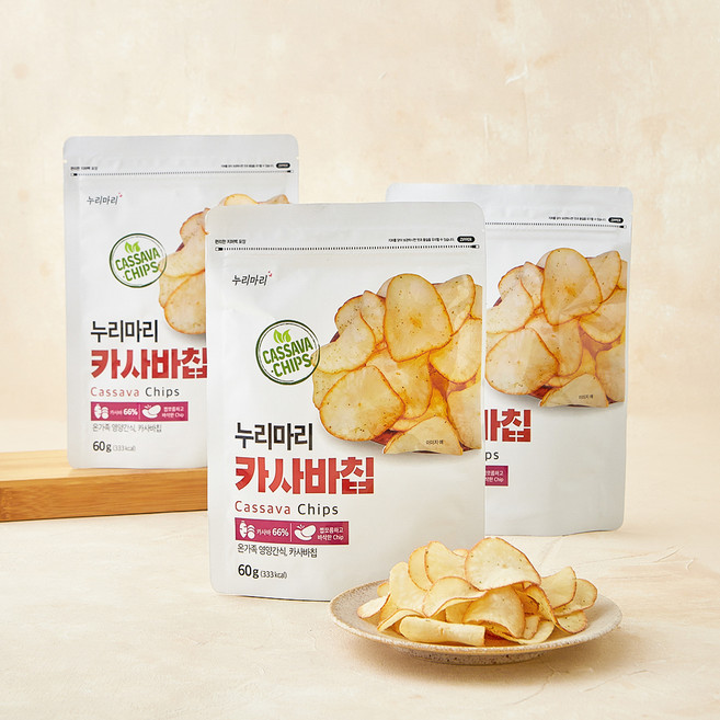 누리마리 카사바칩, 3개, 60g