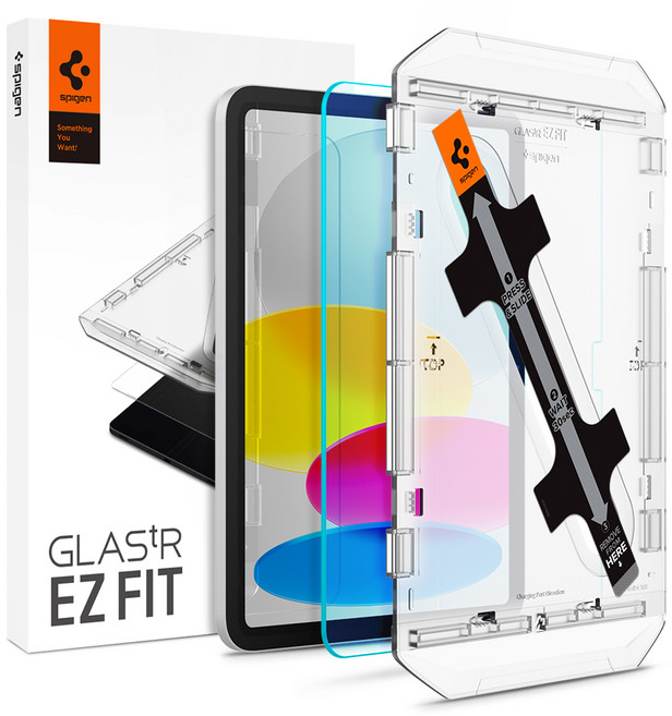 슈피겐 강화유리 글라스 tR 슬림 이지핏 태블릿PC 액정보호필름 + 이지트레이 세트 AGL05554, 투명, 1개