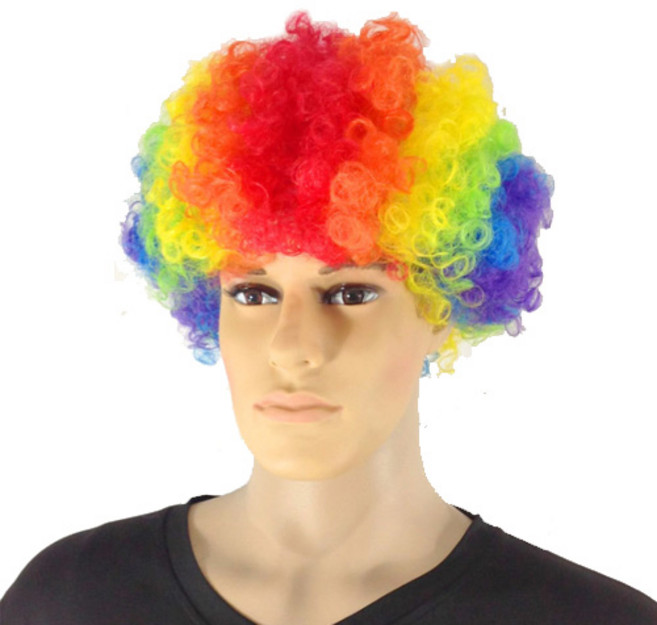 이모쿠비 뽀글이 점보 삐에로 파마가발, 레인보우, 1개