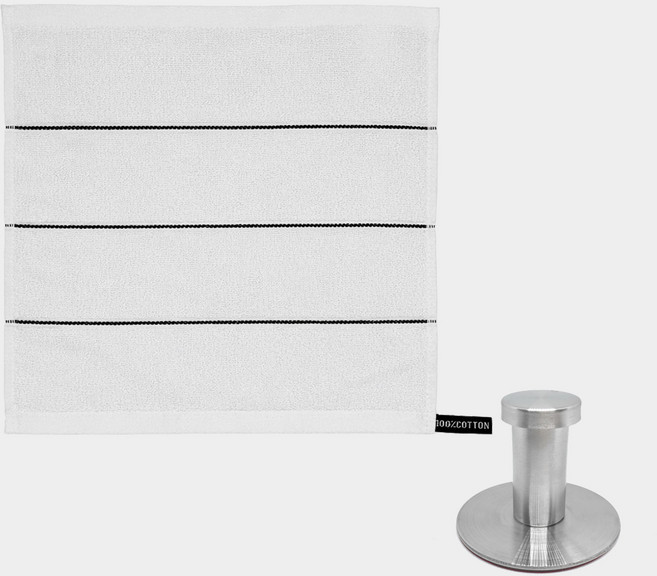 모나코올리브 호텔식 스트라이프 핸드타월 + 스텐 원형 후크 세트, 화이트(핸드타월), 1세트