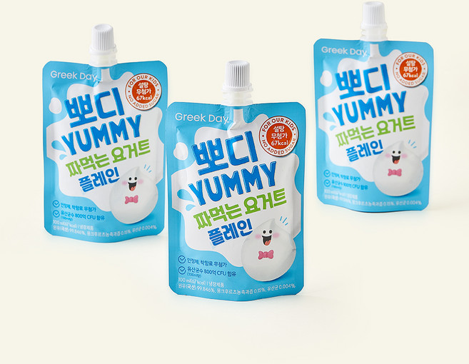 그릭데이 뽀디야미 짜먹는 요거트 플레인, 3개, 1개입, 100ml