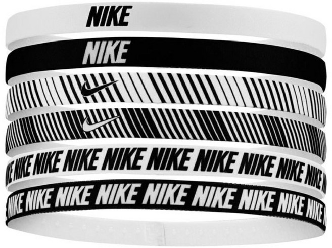 NIKE 耐吉 印花髮帶 6入, 黑白, 1組