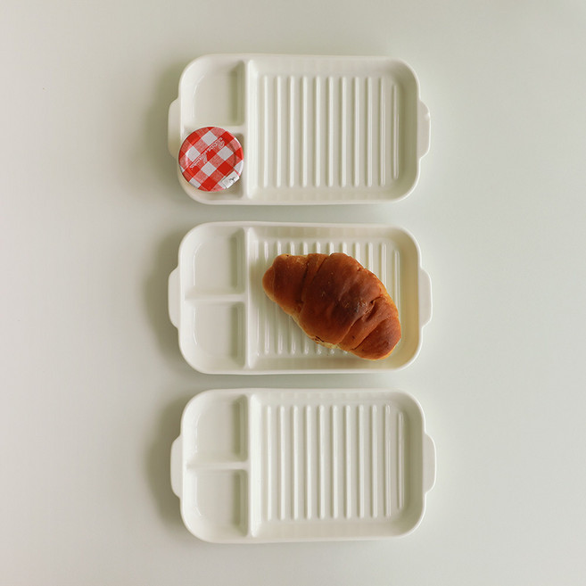 오데뜨 도자기 3칸 나눔 앞접시, 화이트, 화이트, 화이트, 3개